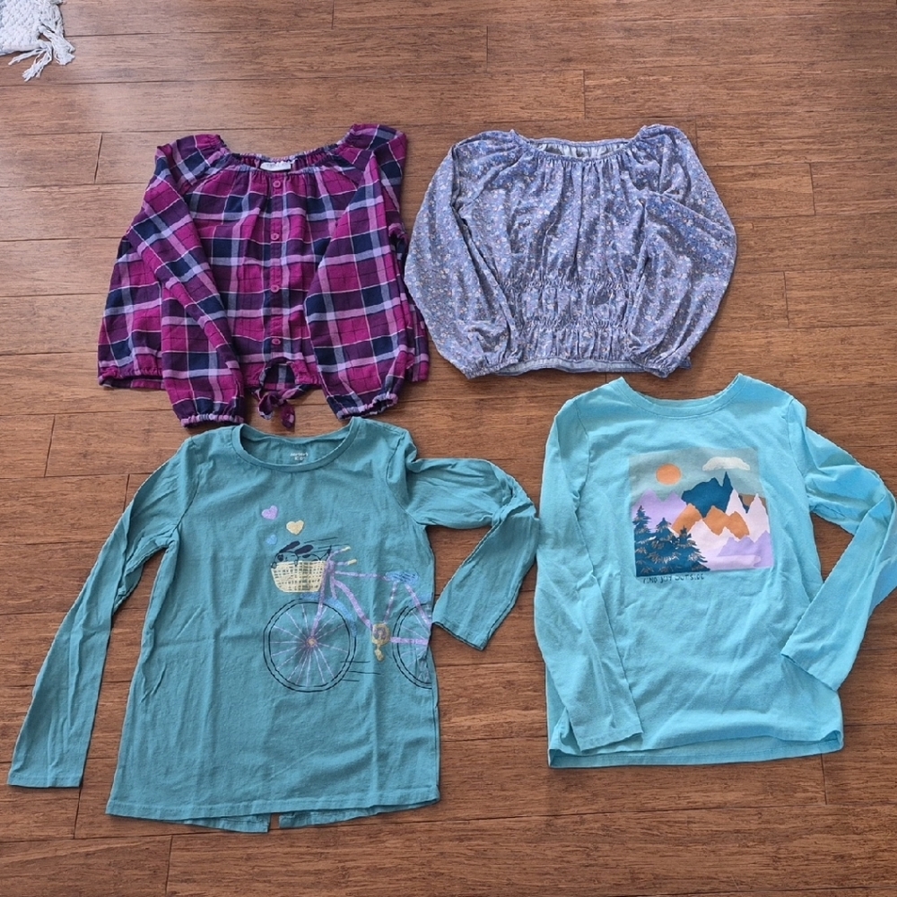 Plaid and Graphic Kids Shirts Set
